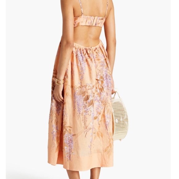 ZIMMERMANN Cutout quilted linen mini dress Peach floral - Picture 4 of 7